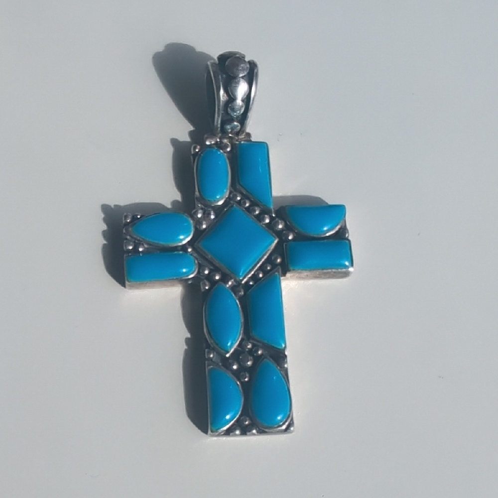 Turquoise Sterling Silver Cross Pendant